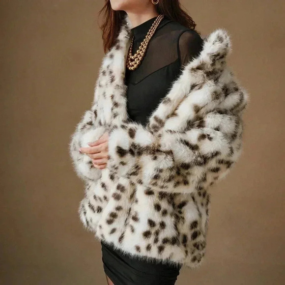 Multicolor Casual Women's Chic Leopard Texture Fluffy Short Jacket - Picture 6 of 6